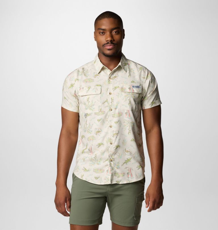 メンズ pfg アンチャーテッド プリント 半袖シャツ - トール