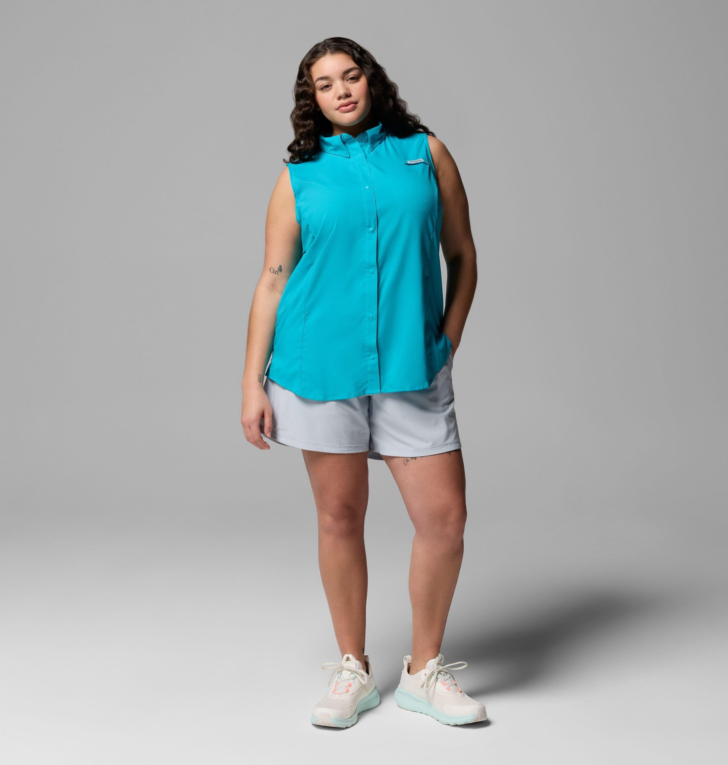 レディース pfg タミアミ ノースリーブシャツ - プラスサイズ